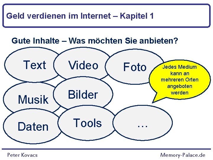 Geld verdienen im Internet – Kapitel 1 Gute Inhalte – Was möchten Sie anbieten?