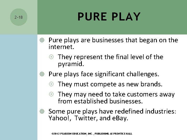 PURE PLAY 2 -18 Pure plays are businesses that began on the internet. They