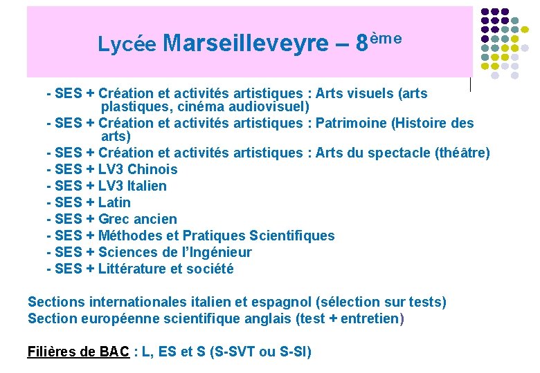 Lycée Marseilleveyre – 8ème - SES + Création et activités artistiques : Arts visuels