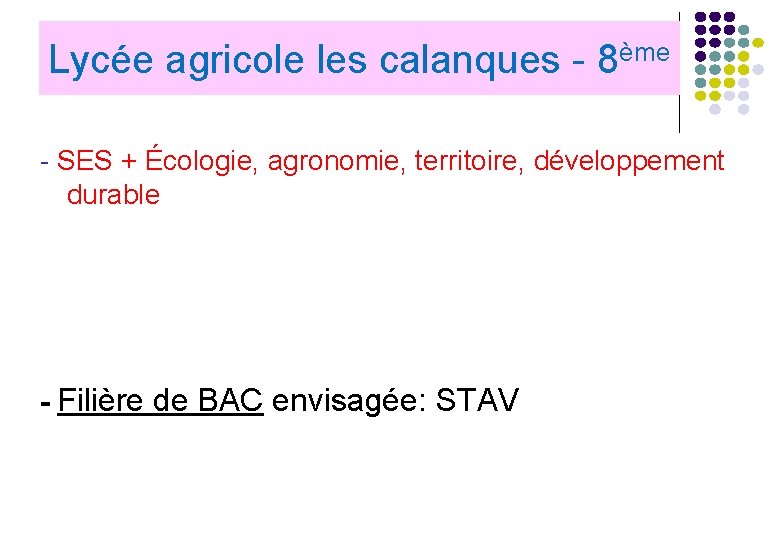 Lycée agricole les calanques - 8ème - SES + Écologie, agronomie, territoire, développement durable