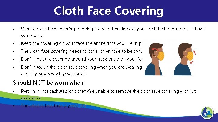 Cloth Face Covering • Wear a cloth face covering to help protect others in