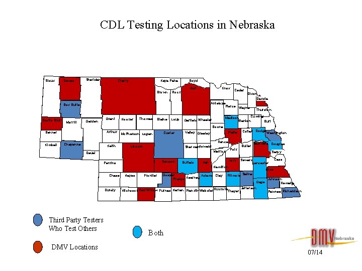 CDL Testing Locations in Nebraska Sioux Dawes Sheridan Cherry Keya Paha Boyd Holt Brown