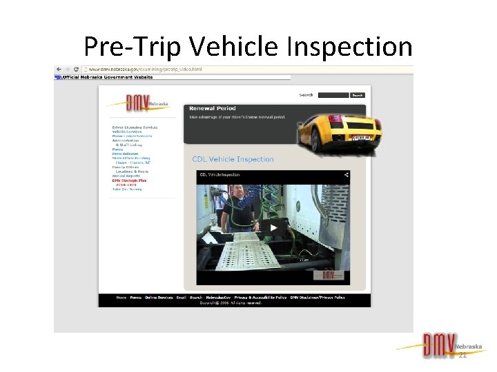 Pre-Trip Vehicle Inspection 21 
