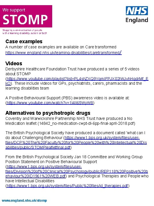 Case examples A number of case examples are available on Care transformed https: //www.