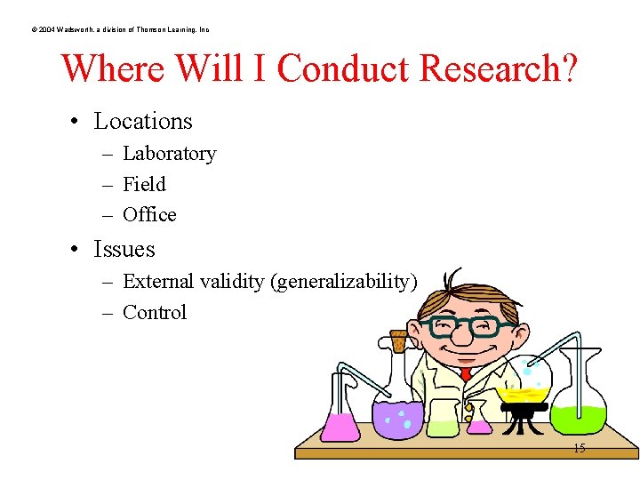 © 2004 Wadsworth, a division of Thomson Learning, Inc Where Will I Conduct Research?