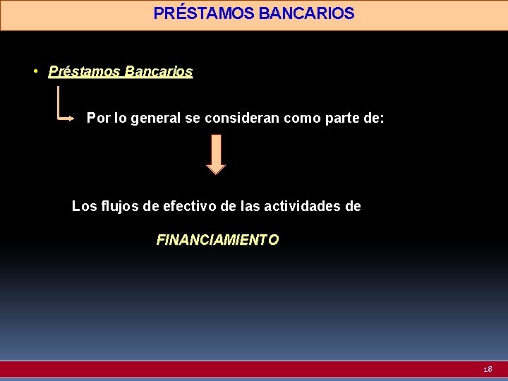 PRÉSTAMOS BANCARIOS • Préstamos Bancarios Por lo general se consideran como parte de: Los