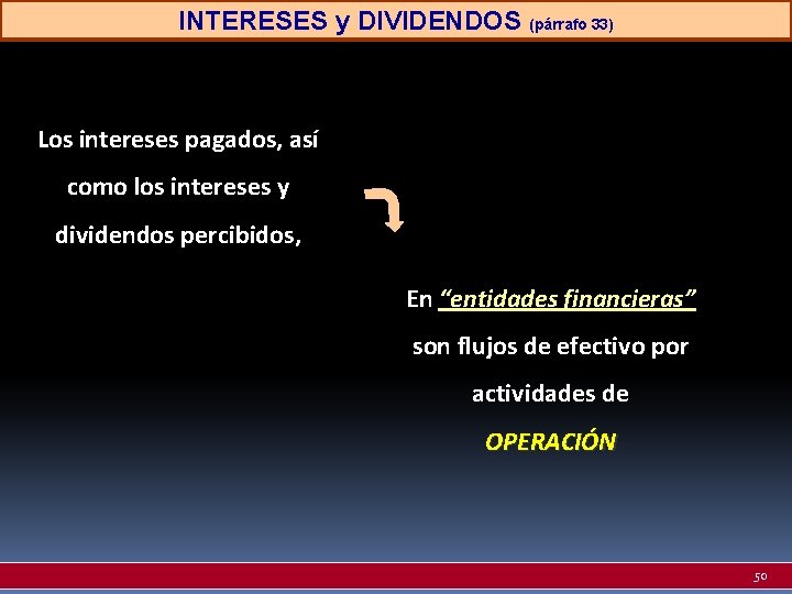 INTERESES y DIVIDENDOS (párrafo 33) Los intereses pagados, así como los intereses y dividendos