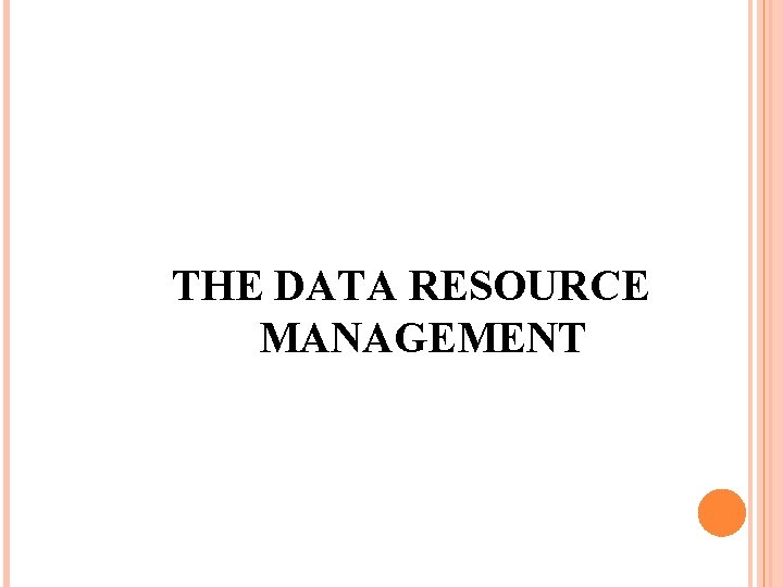 THE DATA RESOURCE MANAGEMENT 