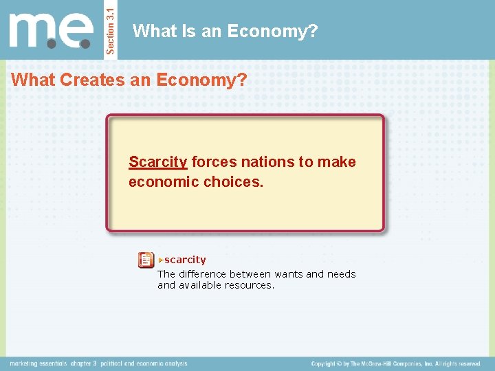 Section 3. 1 What Is an Economy? What Creates an Economy? Scarcity forces nations