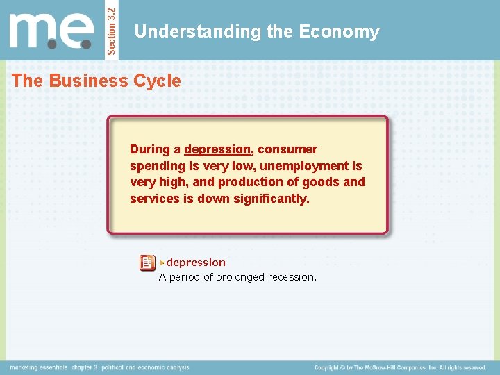 Section 3. 2 Understanding the Economy The Business Cycle During a depression, consumer spending