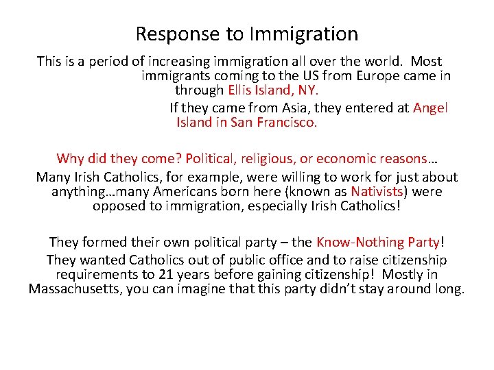 Response to Immigration This is a period of increasing immigration all over the world. Response to Immigration This is a period of increasing immigration all over the world.