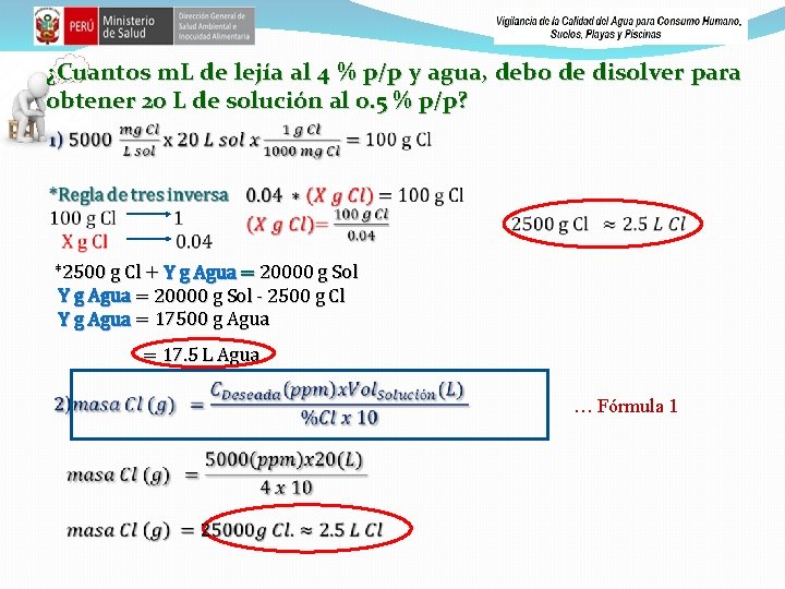 ¿Cuantos m. L de lejía al 4 % p/p y agua, debo de disolver