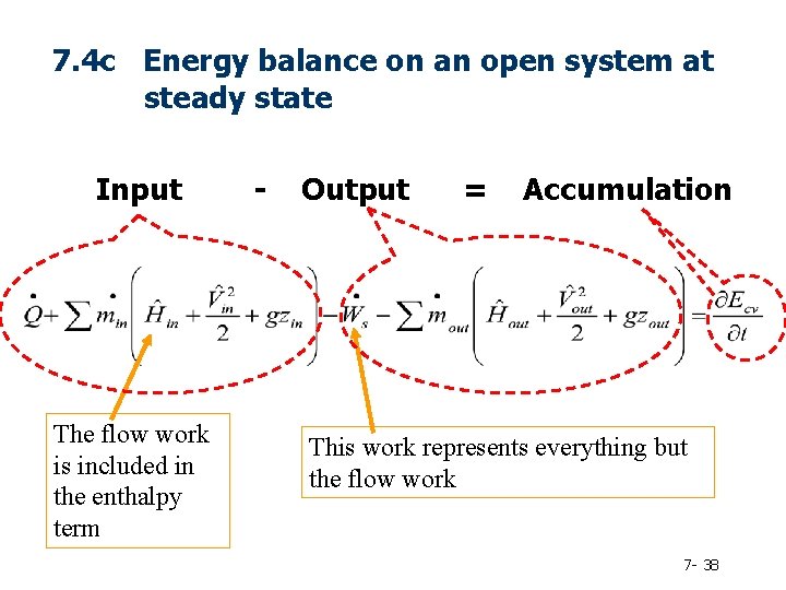 7. 4 c Energy balance on an open system at steady state Input The