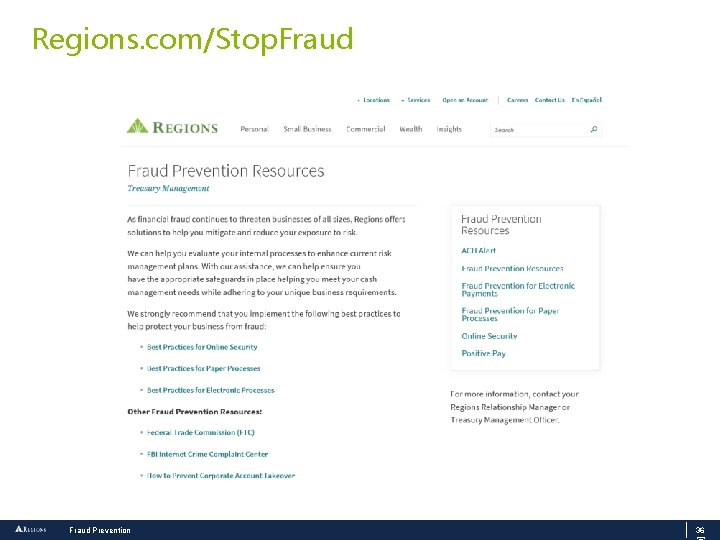 Regions. com/Stop. Fraud Prevention 36 