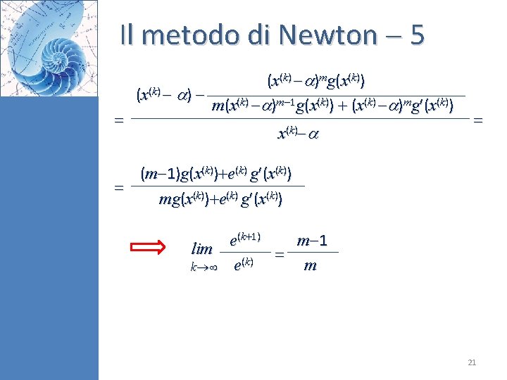 Il metodo di Newton 5 (x(k) )mg(x(k)) ( x (k ) ) m(x(k) )m
