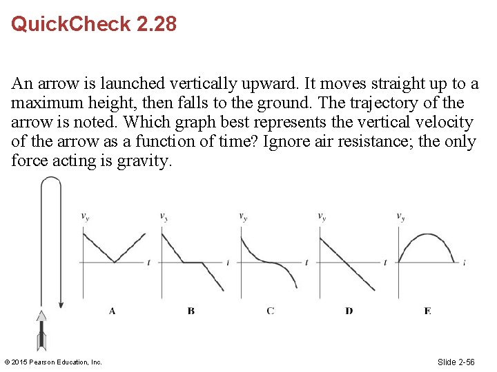 Quick. Check 2. 28 An arrow is launched vertically upward. It moves straight up