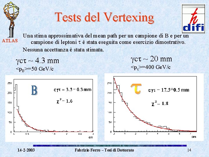 Tests del Vertexing ATLAS Una stima approssimativa del mean path per un campione di