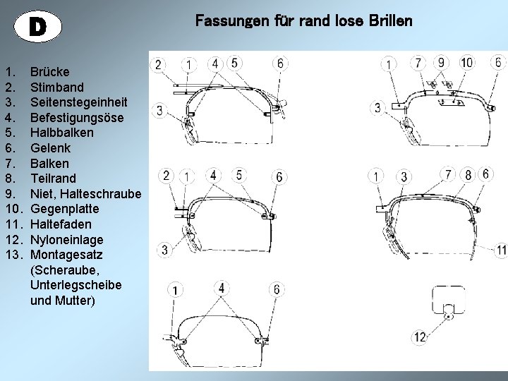 Fassungen für rand lose Brillen 1. 2. 3. 4. 5. 6. 7. 8. 9.