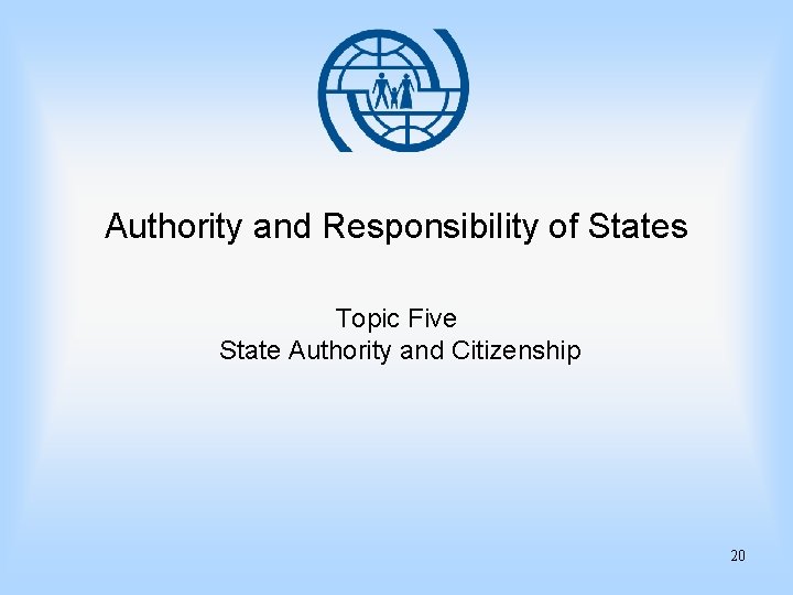 Authority and Responsibility of States Topic Five State Authority and Citizenship 20 