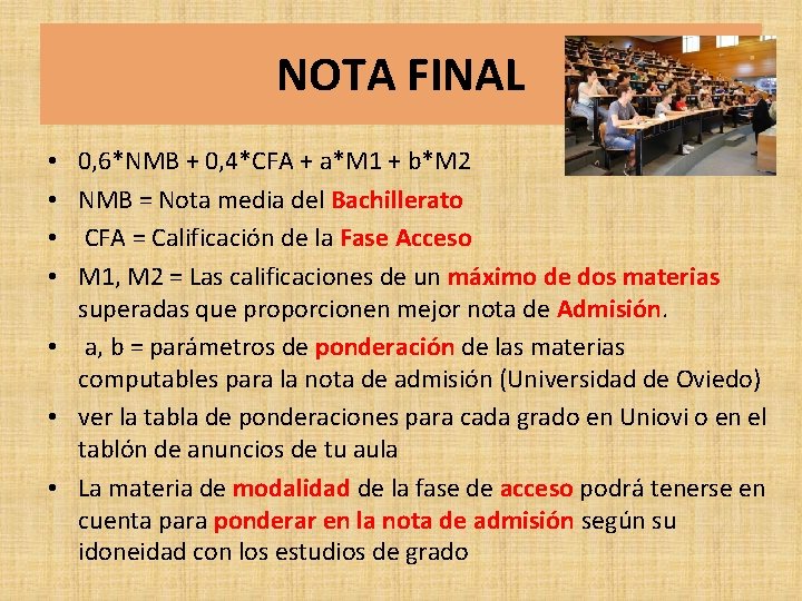 NOTA FINAL 0, 6*NMB + 0, 4*CFA + a*M 1 + b*M 2 NMB NOTA FINAL 0, 6*NMB + 0, 4*CFA + a*M 1 + b*M 2 NMB