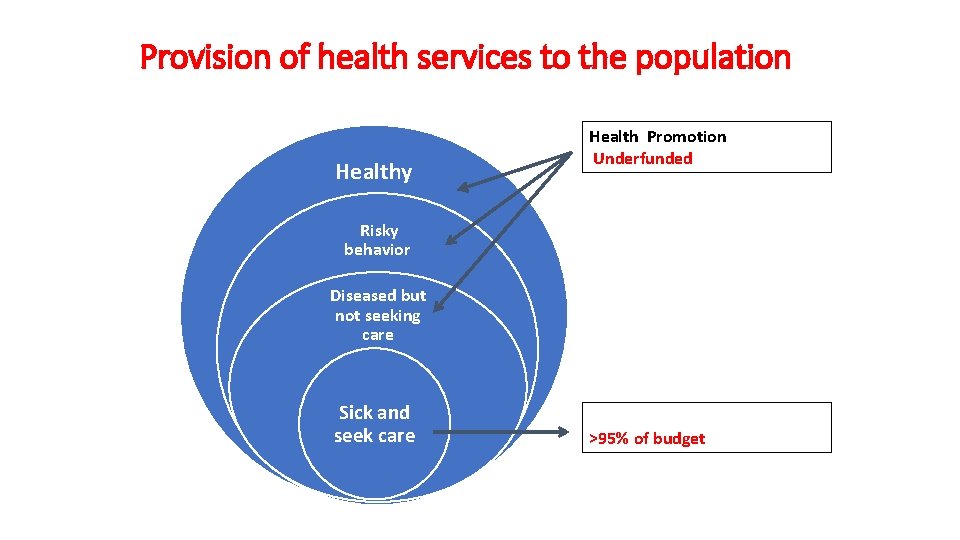 Provision of health services to the population 18 Healthy Health Promotion Underfunded Risky behavior