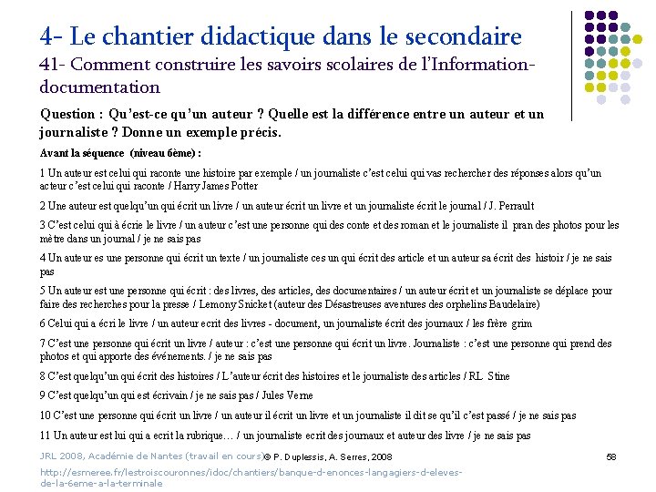 4 - Le chantier didactique dans le secondaire 41 - Comment construire les savoirs