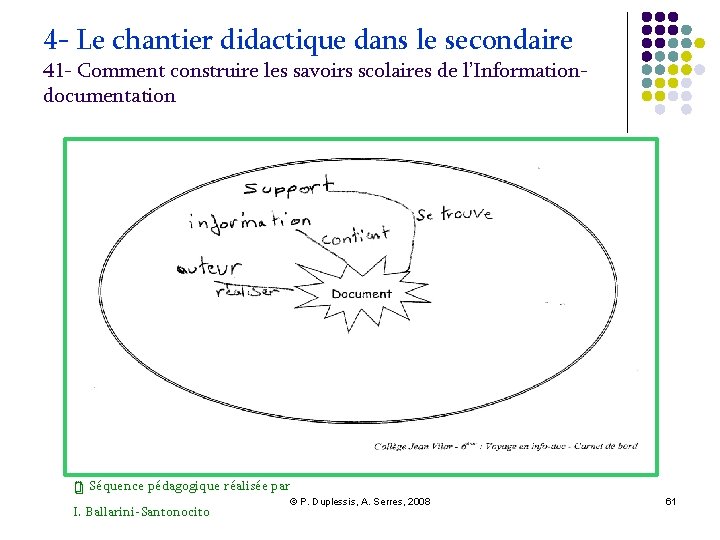 4 - Le chantier didactique dans le secondaire 41 - Comment construire les savoirs