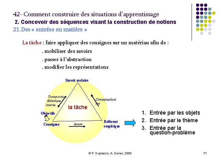 42 - Comment construire des situations d’apprentissage 2. Concevoir des séquences visant la construction