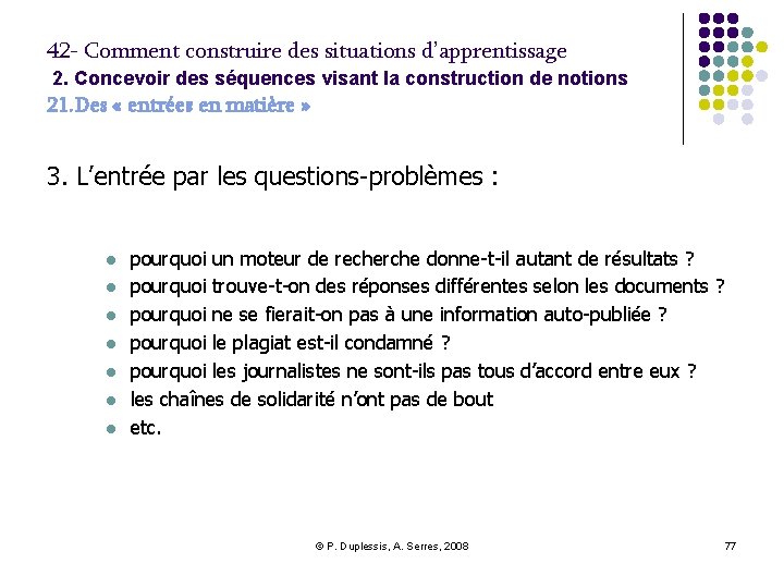 42 - Comment construire des situations d’apprentissage 2. Concevoir des séquences visant la construction