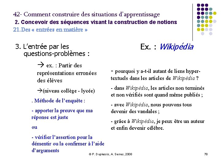 42 - Comment construire des situations d’apprentissage 2. Concevoir des séquences visant la construction