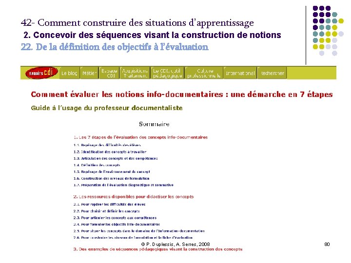 42 - Comment construire des situations d’apprentissage 2. Concevoir des séquences visant la construction