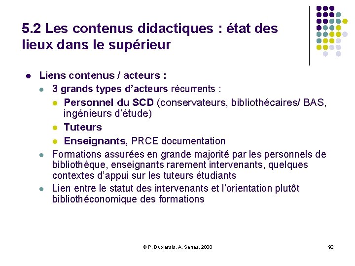 5. 2 Les contenus didactiques : état des lieux dans le supérieur l Liens