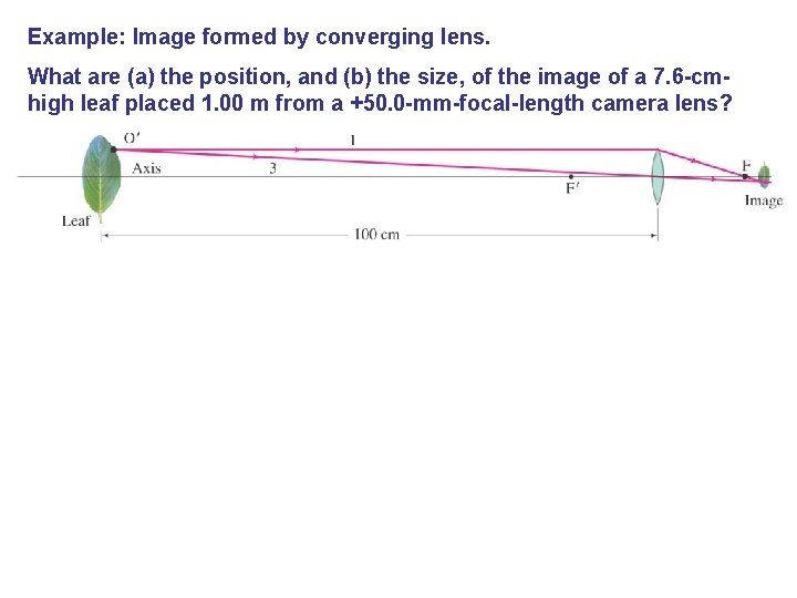 Example: Image formed by converging lens. What are (a) the position, and (b) the