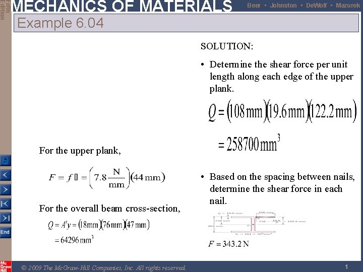 Fifth Edition MECHANICS OF MATERIALS Beer • Johnston • De. Wolf • Mazurek Example