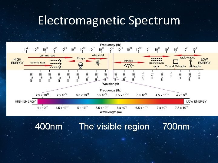 Electromagnetic Spectrum 400 nm The visible region 700 nm 