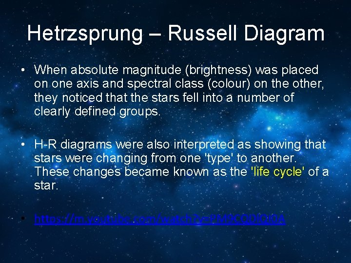 Hetrzsprung – Russell Diagram • When absolute magnitude (brightness) was placed on one axis