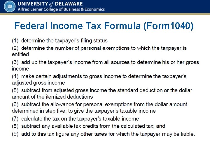 Federal Income Tax Formula (Form 1040) 