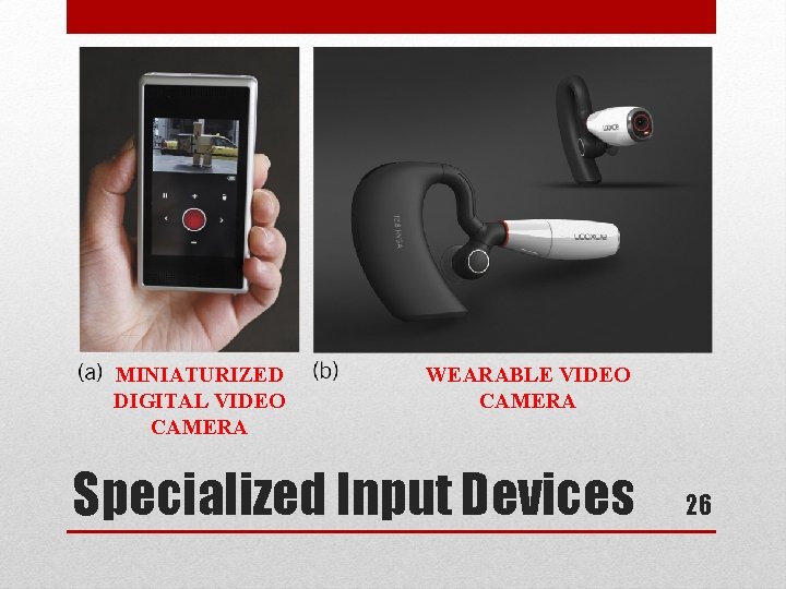 MINIATURIZED DIGITAL VIDEO CAMERA WEARABLE VIDEO CAMERA Specialized Input Devices 26 
