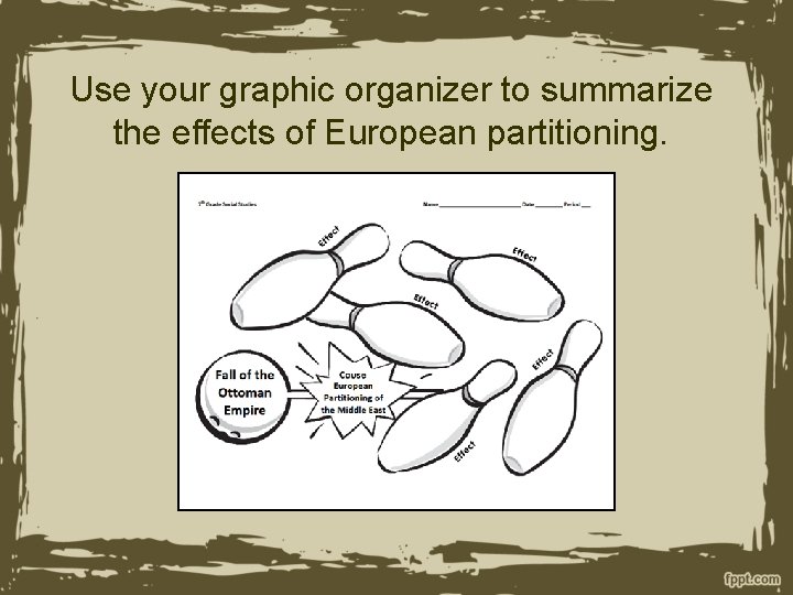 Use your graphic organizer to summarize the effects of European partitioning. 