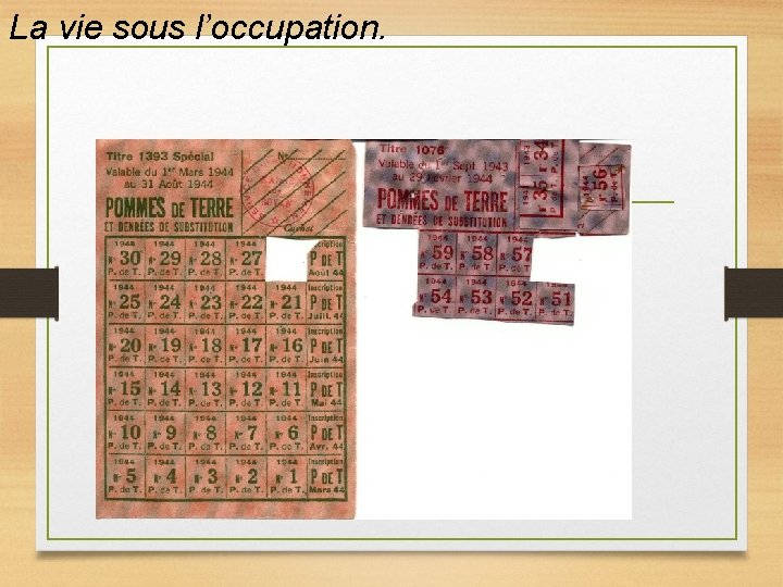 La vie sous l’occupation. 