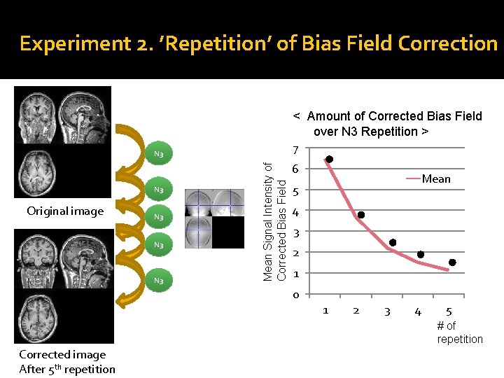 Experiment 2. ’Repetition’ of Bias Field Correction < Amount of Corrected Bias Field over