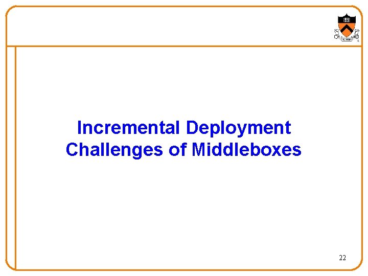 Incremental Deployment Challenges of Middleboxes 22 