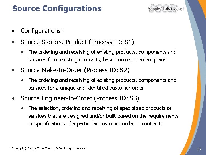 Source Configurations • Configurations: • Source Stocked Product (Process ID: S 1) • The Source Configurations • Configurations: • Source Stocked Product (Process ID: S 1) • The