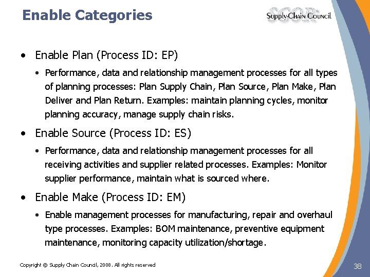 Enable Categories • Enable Plan (Process ID: EP) • Performance, data and relationship management Enable Categories • Enable Plan (Process ID: EP) • Performance, data and relationship management