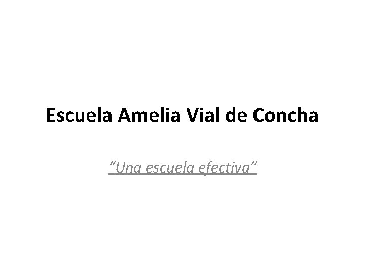 Escuela Amelia Vial de Concha “Una escuela efectiva” 