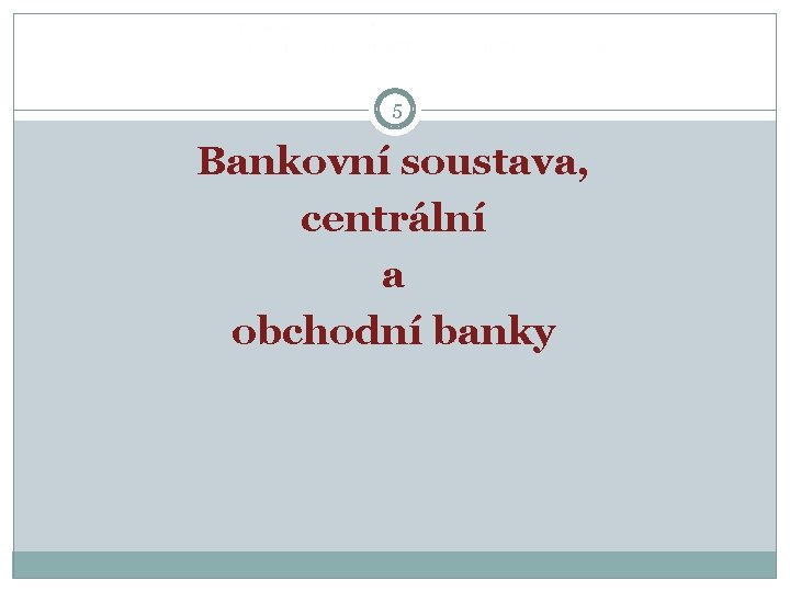  5 Bankovní soustava, centrální a obchodní banky 