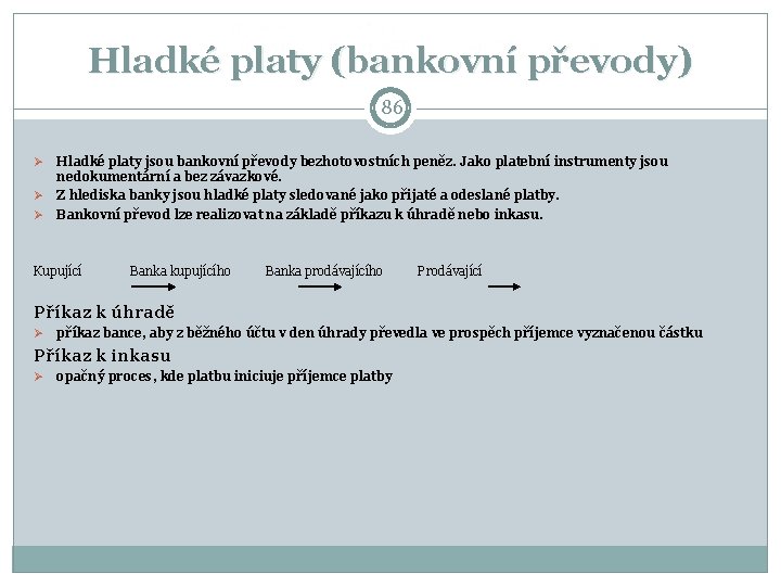 Hladké platy (bankovní převody) 86 Ø Ø Ø Hladké platy jsou bankovní převody bezhotovostních Hladké platy (bankovní převody) 86 Ø Ø Ø Hladké platy jsou bankovní převody bezhotovostních