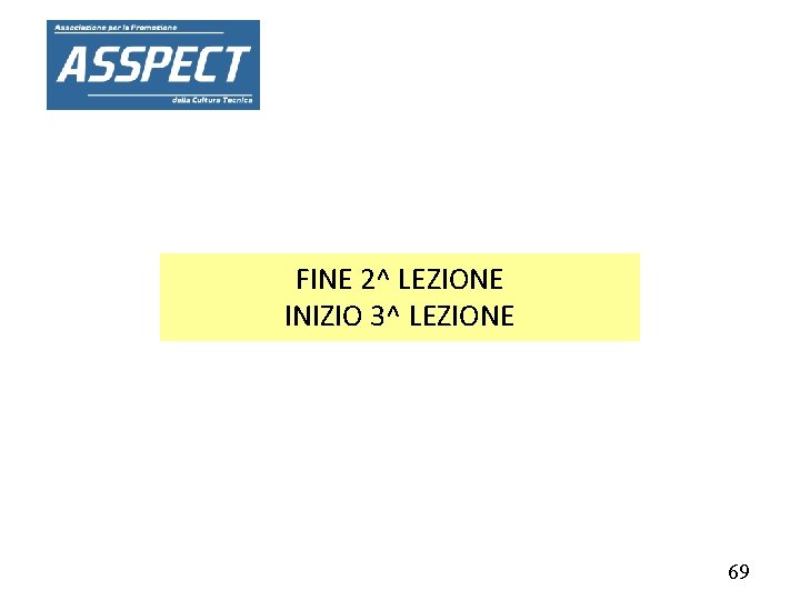 FINE 2^ LEZIONE INIZIO 3^ LEZIONE 69 