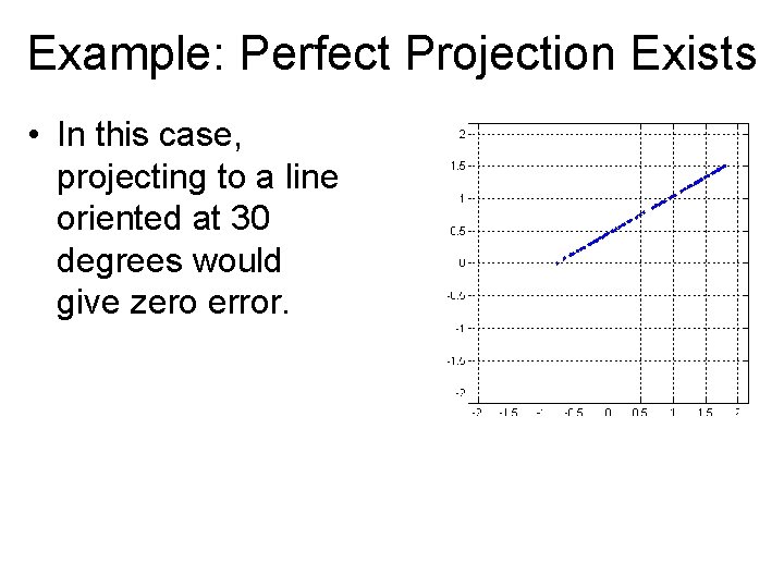 Example: Perfect Projection Exists • In this case, projecting to a line oriented at