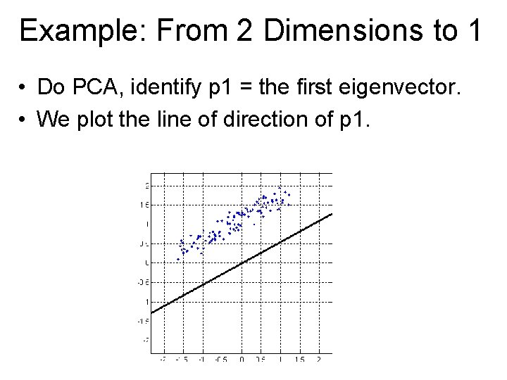 Example: From 2 Dimensions to 1 • Do PCA, identify p 1 = the